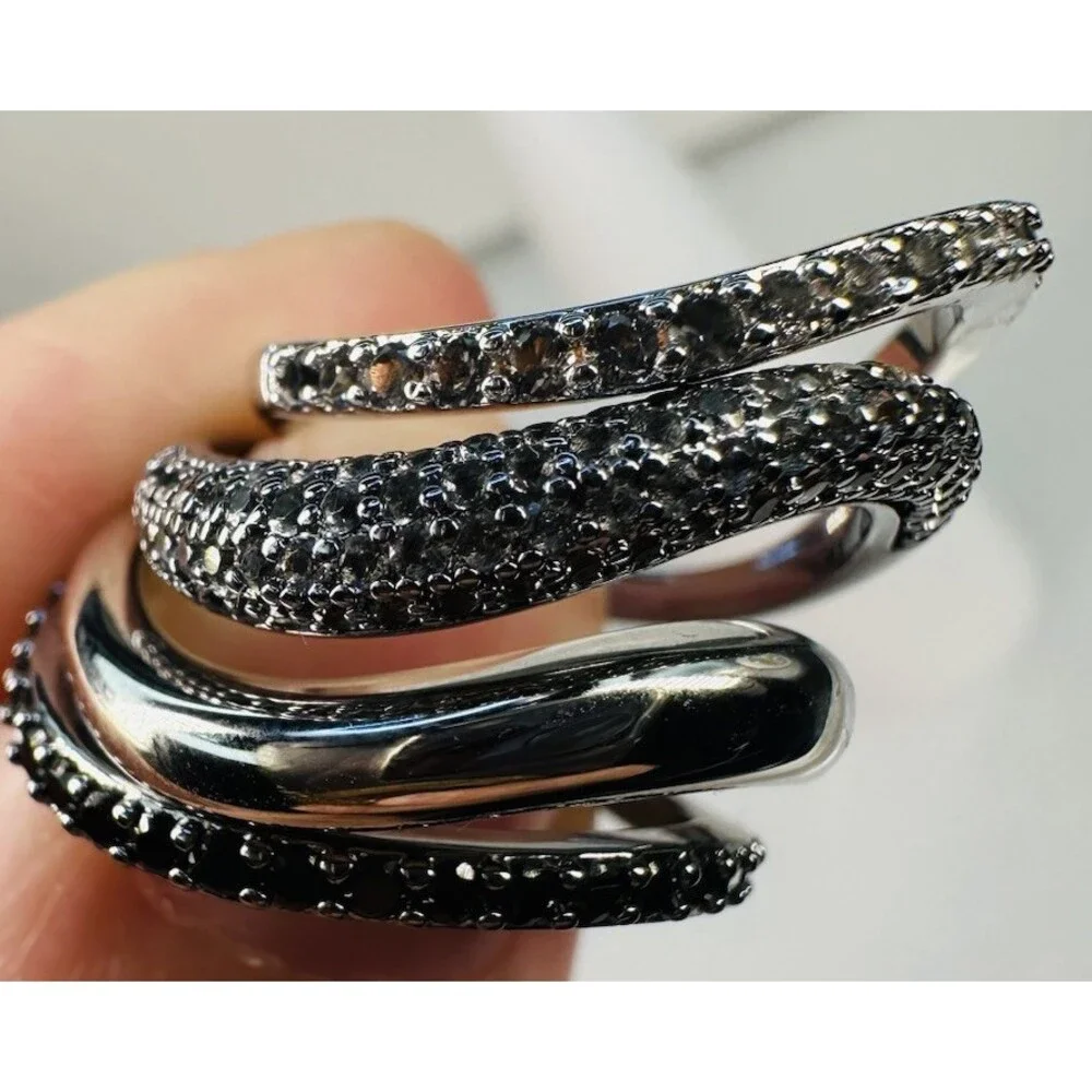 Bomb Party RBP6759 Infinitely Mine Luxe Bands Ring Size 6 Hematite CZ